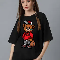 Moda Rapido Women Graphic Printed Round Neck Cotton Oversized T-shirt-picture-26