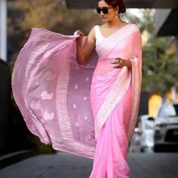 SHOP DROP Women Floral Pure Silk Banarasi Saree-50