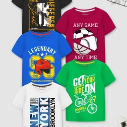 YK X Trampoline Boys Typography 5 Printed Applique T-shirt-image-98