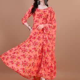 Raiyani Enterprise Floral Printed Scoop Neck Anarkali Kurta-image-61