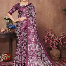 KALINI Printed Ethnic Motifs Mysore Silk Saree-image-25