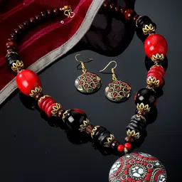 Shining Diva Gold-Plated Beads Studded Jewellery Set-image-53