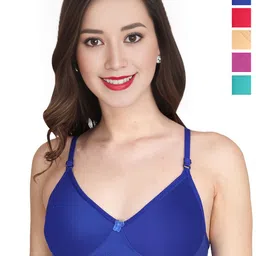 Liigne Pack Of 5 Solid Full Coverage Cotton Bra-picture-35