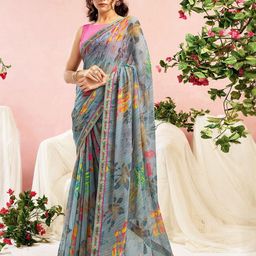 KALINI Floral Printed Georgette Saree-image-58