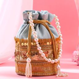 Yellow Chimes Embroidered Embellished Beaded Wristlet Potli Bag-image-48