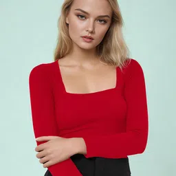 Dream Beauty Fashion Women Ribbed Square Neck Fitted Top-picture-31
