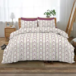 VINTANA Magenta Floral 160 TC Queen Bedsheet with 2 Pillow Covers-image-39