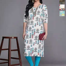 Anouk Rustic Selection Of 4 Floral Printed Round Neck Straight Kurtas-28