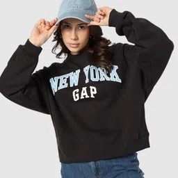 GAP Women Brand Logo Printed Crew-Neck Straight Regular Sweatshirt-image-72