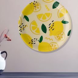 nestroots Yellow & Green Printed Porcelain Wall Decor Plate-20