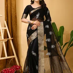 Mitera Woven Design Organza Saree-image-25