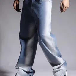 HOP HEAD Unisex Comfort Straight Fit Low Distress Heavy Fade Jeans-image-53