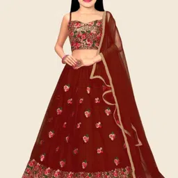F Plus Fashion Girls Semi-Stitched Lehenga & Unstitched Blouse Net-image-60