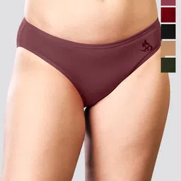 Kalyani Reeva Pack Of 6 Low-Rise Rare-Coverage Bikini Briefs Reeva_S_RST_MRN_BLK_ND_OLV_OR-15