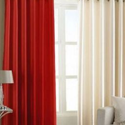 BELLA TRUE White & Red 2 Pieces Long Door Curtains-image-92