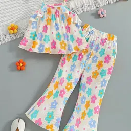 TrendyKid Girls Floral Printed Shoulder Straps Sleeveless Top With Palazzos-picture-15