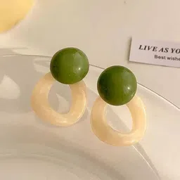 DressBerry Artificial Stones Studded Circular Shaped Korean Drop Earrings-8
