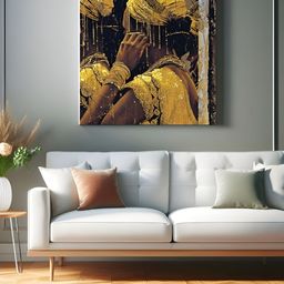 Indianara Black & Gold-Toned 1 Piece Canvas Other Wall Paintings-10