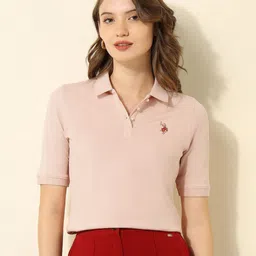 U.S. Polo Assn. Women Women Polo Collar Boxy T-shirt-picture-10