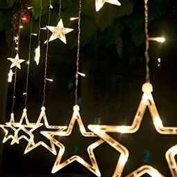 SPARK WORLD Yellow Star Shape LED Curtain Fairy String Lights-38