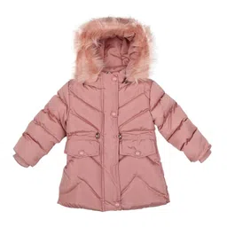 mothercare Girls Peach-Coloured Longline Parka Jacket-image-62