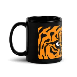 RISH Black & Orange Printed Ceramic Glossy Coffee Mug 325 ml-11