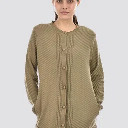 American Eye Cable Knit Self Design Acrylic Longline Cardigan Sweater-image-55