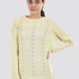 American Eye Cable Knit Self Design Acrylic Longline Cardigan Sweater-16