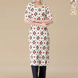 HERE&NOW Women Ethnic Motifs Printed Crepe Kurta-image-99