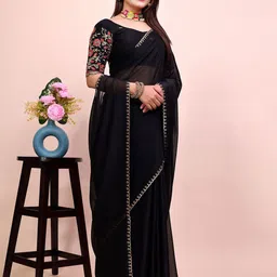 K 5 Fashion Embroidered Pure Chiffon Saree-26