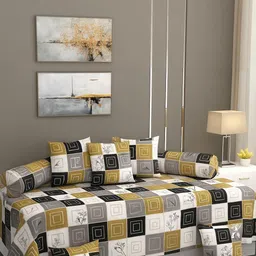 Hiyanshi Home Furnishing 8-Piece Diwan Set1 Bedsheet,5 Cushion Covers &2 Bolster Covers-picture-32