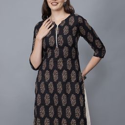 ETRAANA Printed Pure Cotton Round Neck Kurta-image-70