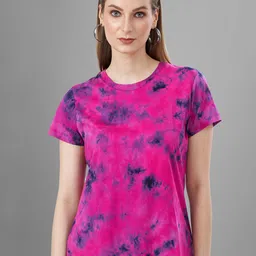 TITTLI Tie & Dye Printed Round Neck Cotton Regular Fit T-shirt-image-70