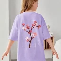 Kotty Girls Printed Drop-Shoulder Sleeves T-shirt-image-84