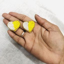 PALASH Artificial Beaded Heart Shaped Studs image 3
