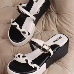 Killer Women Colourblocked Round Toe Wedge Sandals-49
