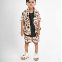 FabJunior Boys Printed T-shirt & Shirt With Shorts Clothing Set-image-73