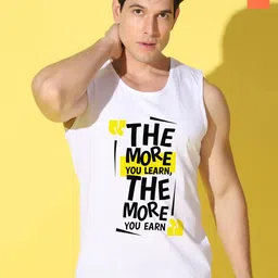 WOOSTRO Pack Of 2 Printed Super Combed Cotton Gym Vests VWS26(MORE WHITE)(MORE ORANGE)-image-99