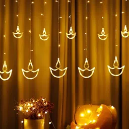 SPARK WORLD Gold Toned  Diya-Shaped String Lights image 3