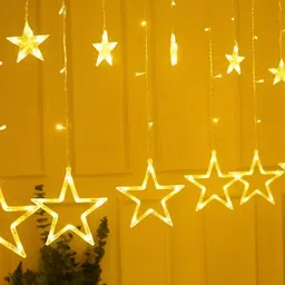 SPARK WORLD Yellow Diya Shape LED Curtain Fairy String Lights image 5