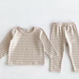 LULU & SKY Girls Striped T-shirt with Trousers-picture-3