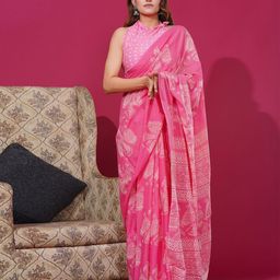 Shivanya Handicrafts Floral Pure Cotton Block Print Saree-picture-26