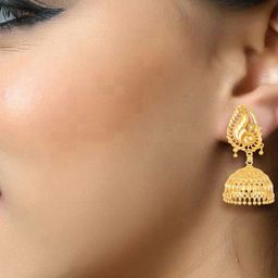 DIVASTRI Gold-Plated Dome Shaped Jhumkas Earrings-31
