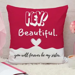 THE QUIRKY HOME White & Red Printed Square-Shaped Rakshabandhan Gift Pre-Filled Cushion-15