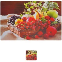REVEXO 6Pc Red & Green Printed Rectangle Costers & Table Placemats image 2
