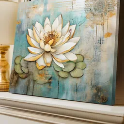 Art Street White & Blue Single Piece Canvas Abstract Wall Paintings-image-75