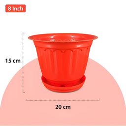 GARDEN'S NEED Set Of 5 White & Red Textured Planters image 2