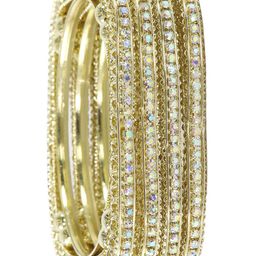 ZULKA Set of 4 Stylish Square Metal Bangleswith Zircon Diamond-image-83