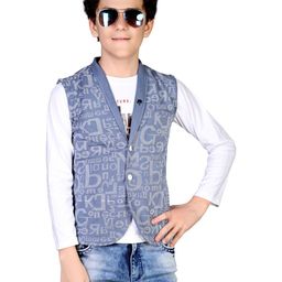 MashUp Boys Printed Long Sleeve T-Shirt With Waist Coat-image-30