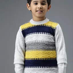 Anixa Boys Grey Colourblocked Wool Sweaters-picture-32